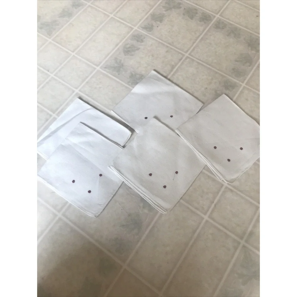 Vintage Linen Embroidered Red Dots napkins Set Of 5  11 x 12
